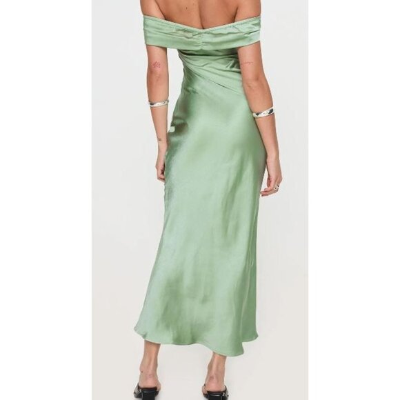 Princess Polly Sadee Maxi Dress Women Size US 0 NWT Off Shoulder Sage - Picture 2 of 13